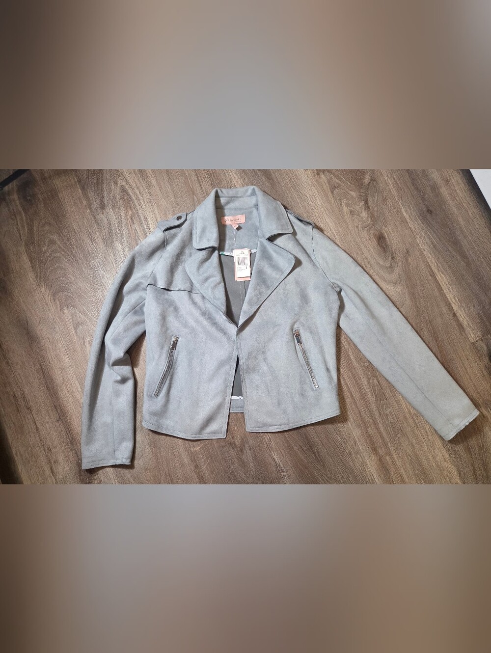 Philosophy Light Gray Suede Moto Jacket - Women